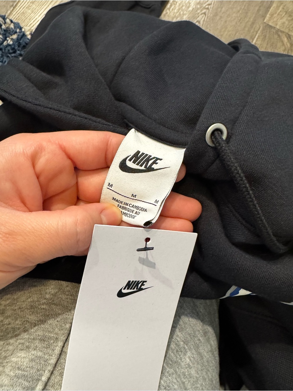 Nike Sportswear Club Black Hoodie Blue and White Swoosh New Size Medium Men - Picture 11 of 12